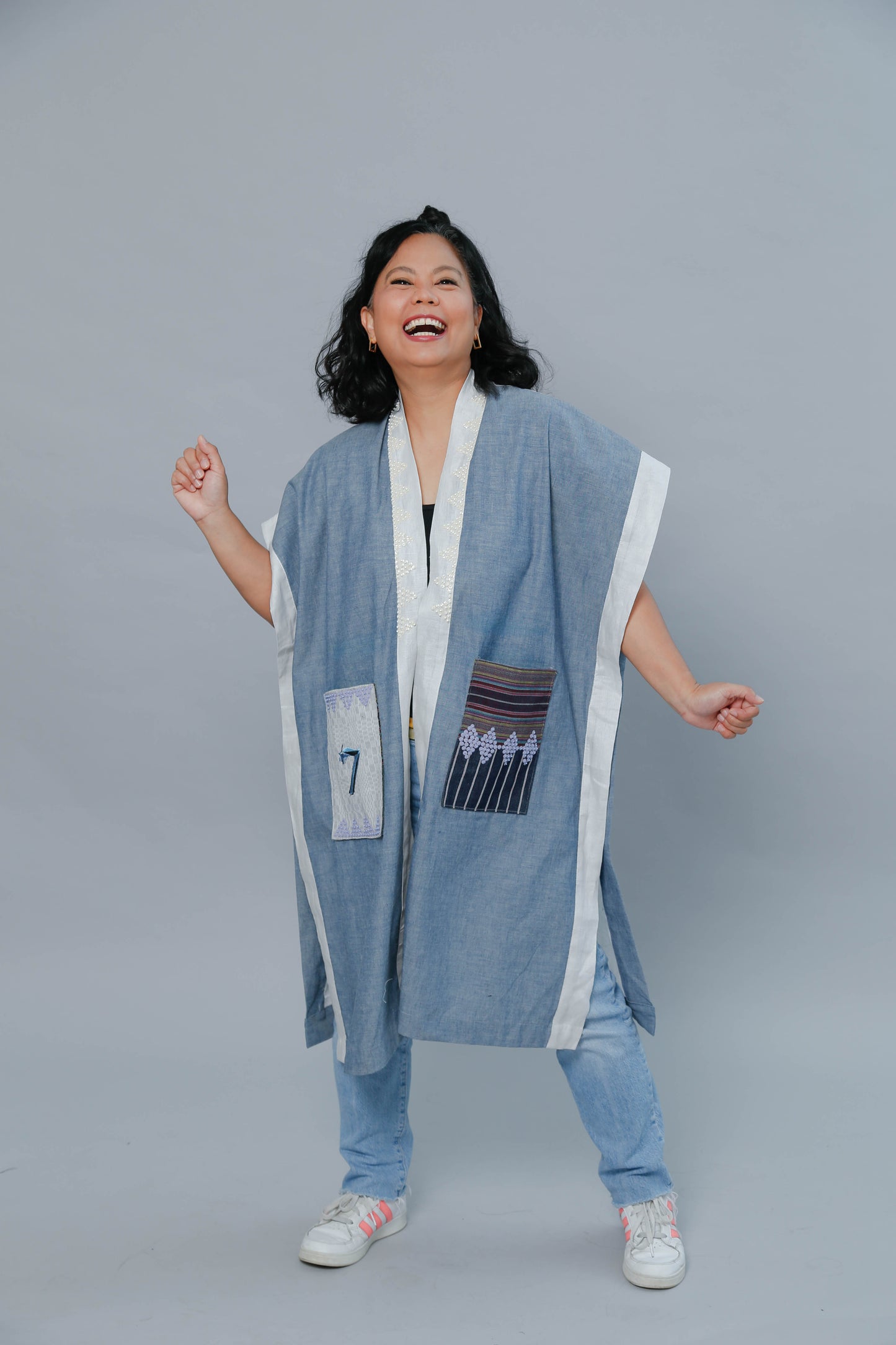 Glamorosa Poncho in Denim Chambray