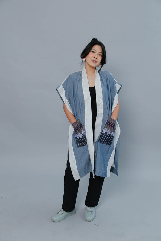 Glamorosa Poncho in Denim Chambray