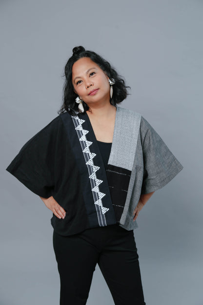 Heritage Poncho Black with Hand Embroidery