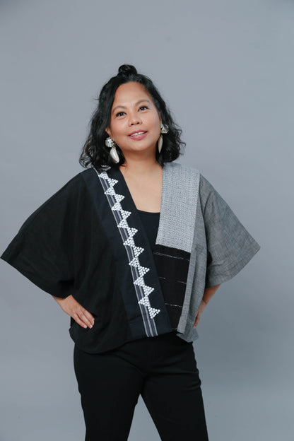 Heritage Poncho Black with Hand Embroidery