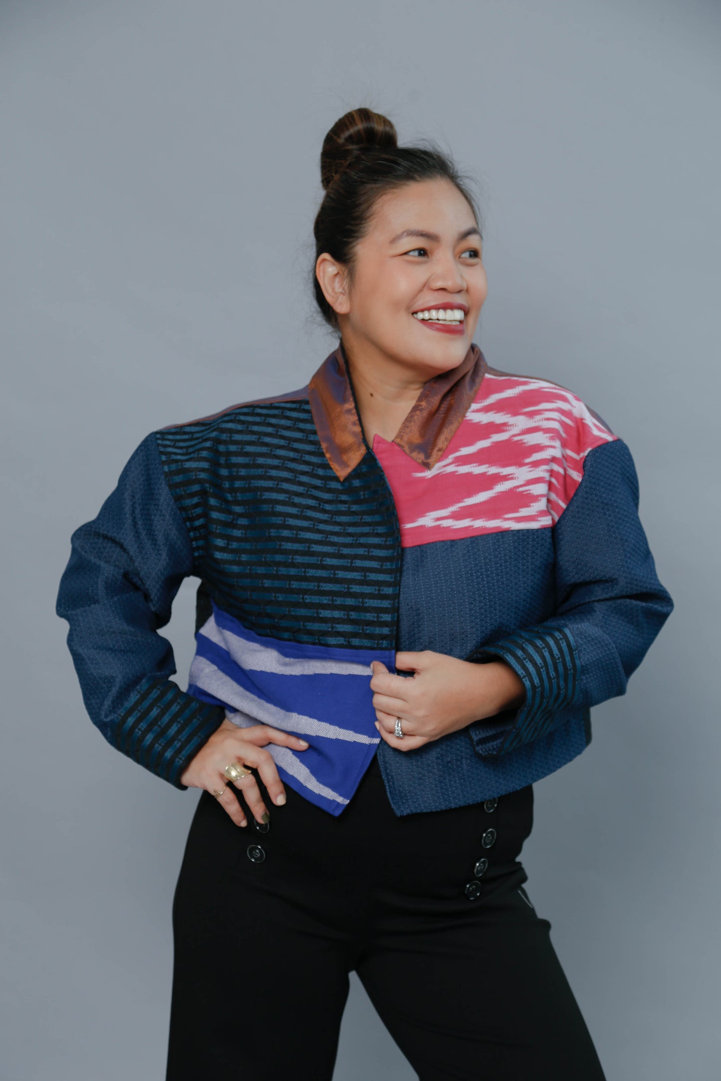 Rockstar Jacket with Ikat of Cordillera and Hablon of Negros