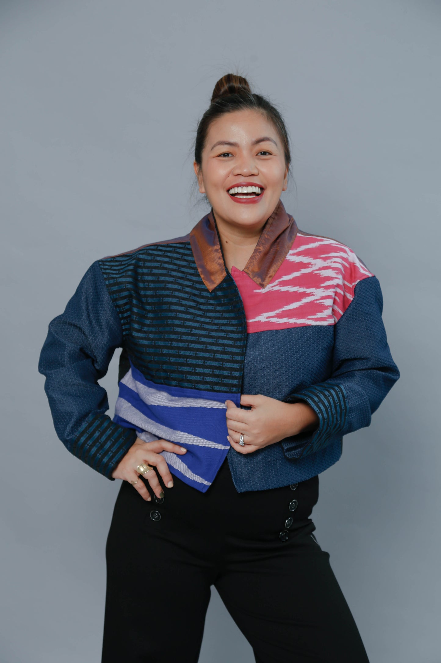 Rockstar Jacket with Ikat of Cordillera and Hablon of Negros