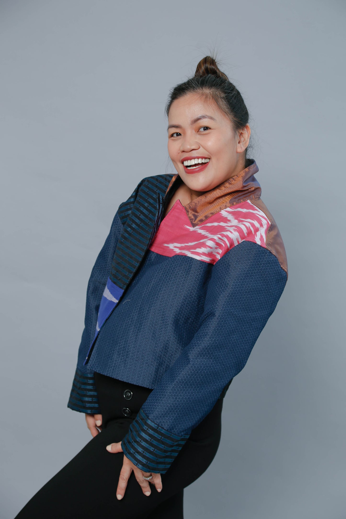 Rockstar Jacket with Ikat of Cordillera and Hablon of Negros