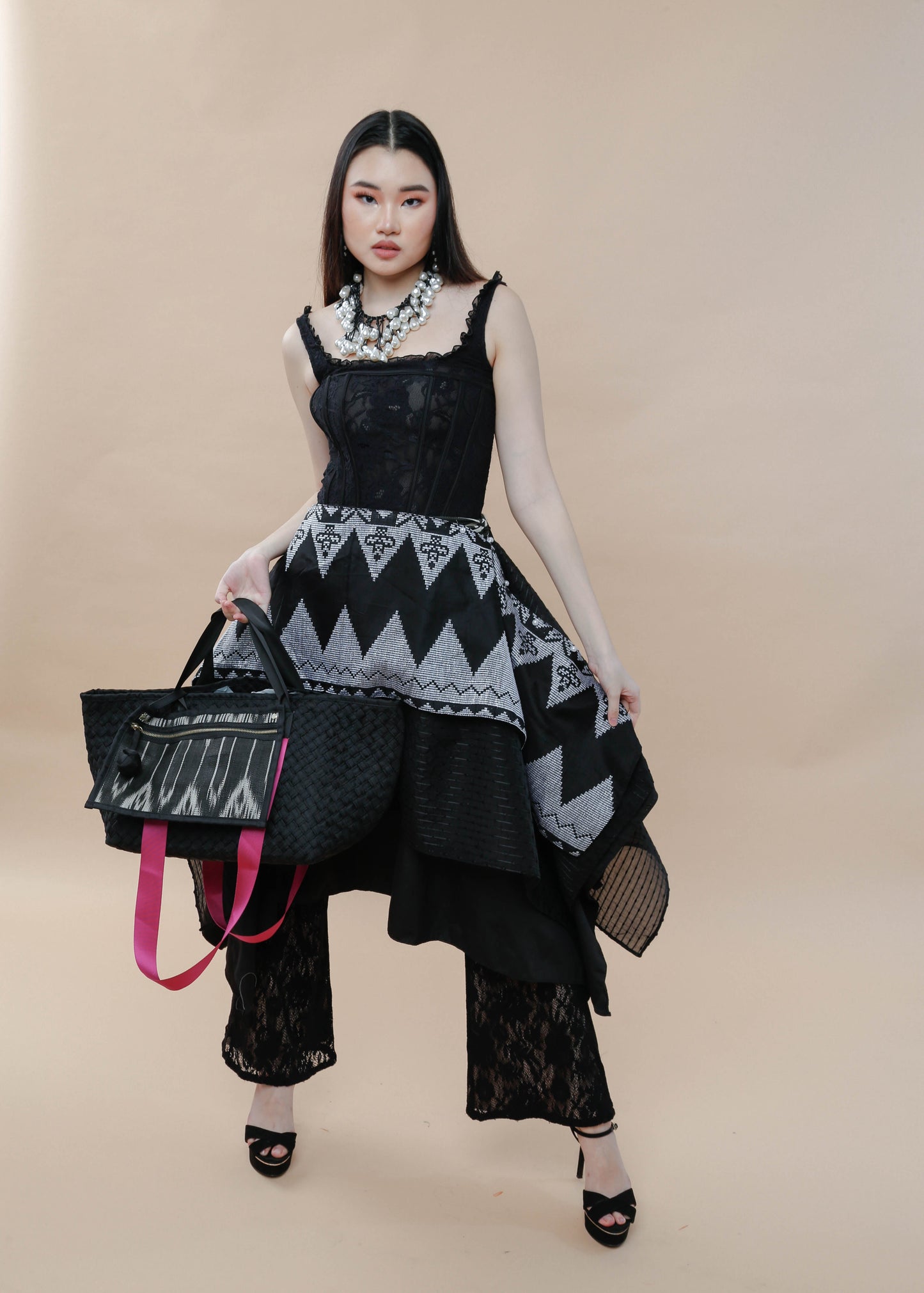 Manila Tote Bag with Black Tnalak of Cotabato