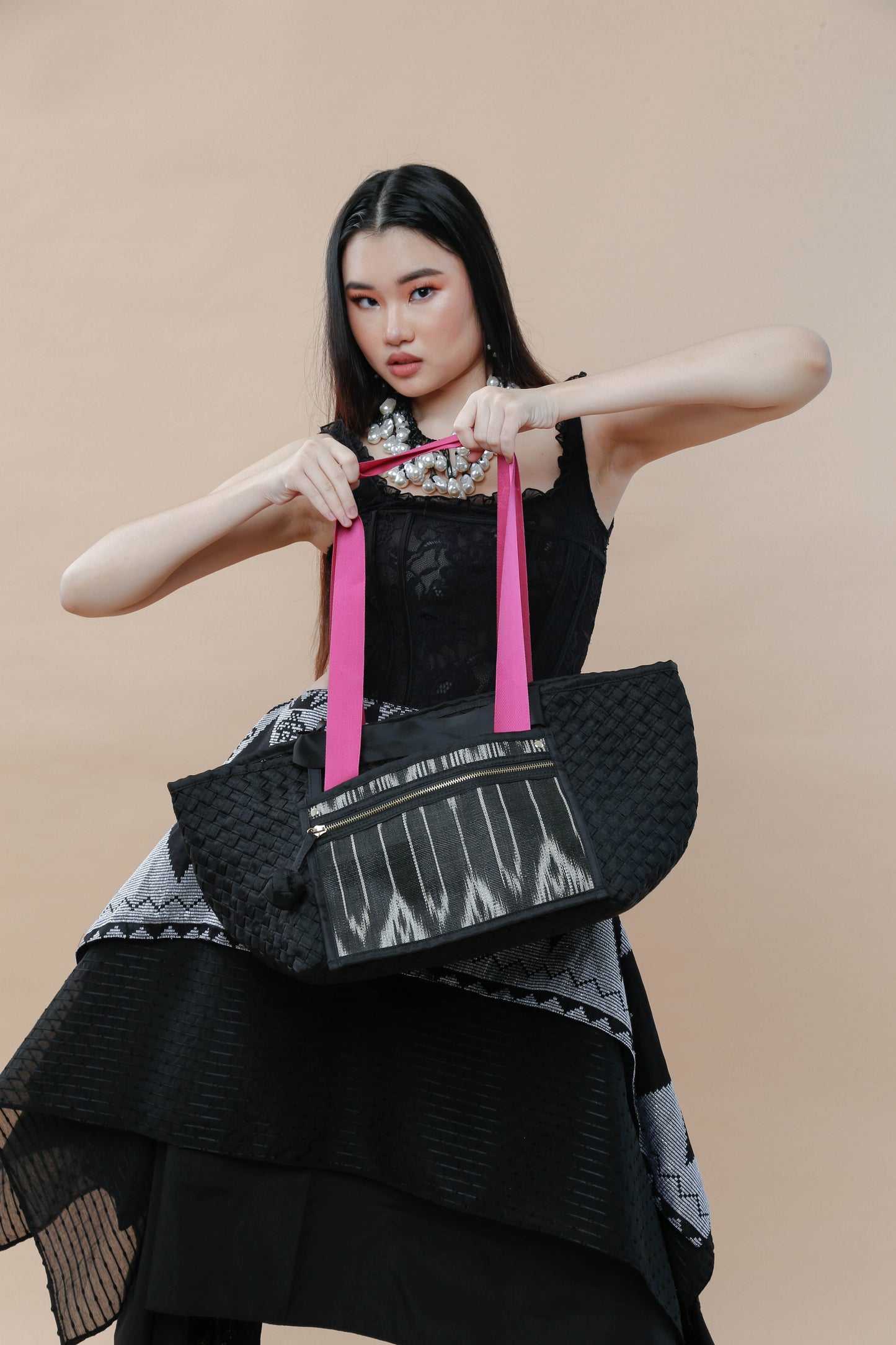 Manila Tote Bag with Black Tnalak of Cotabato