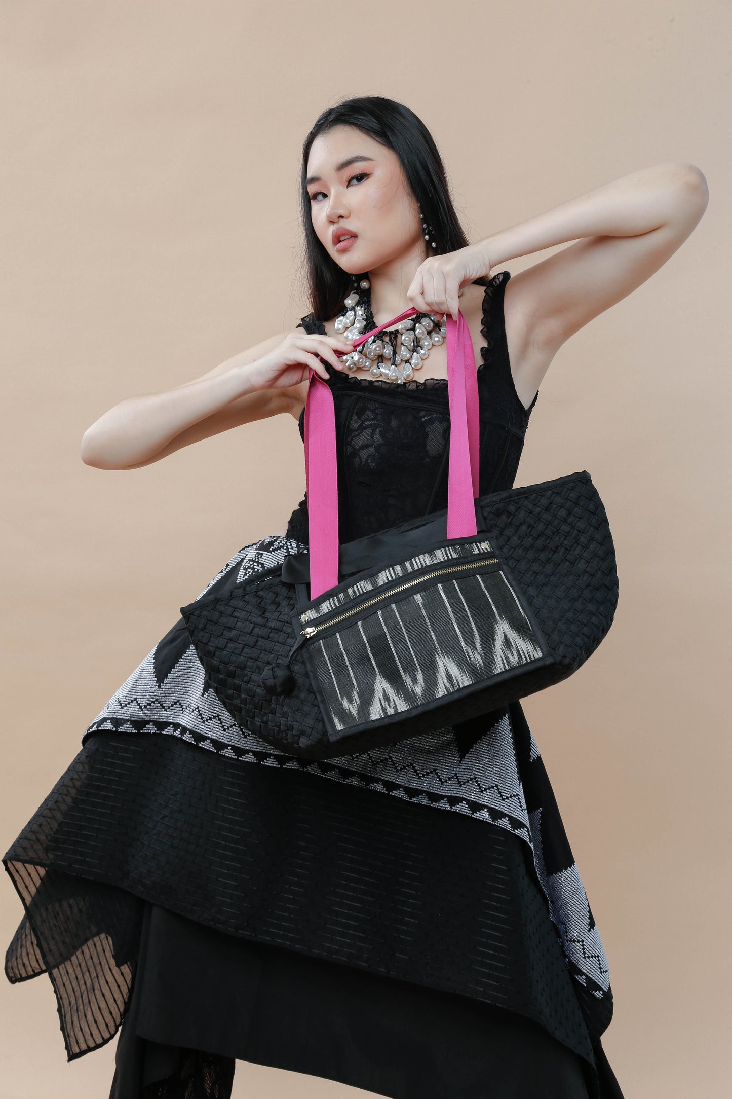 Manila Tote Bag with Black Tnalak of Cotabato