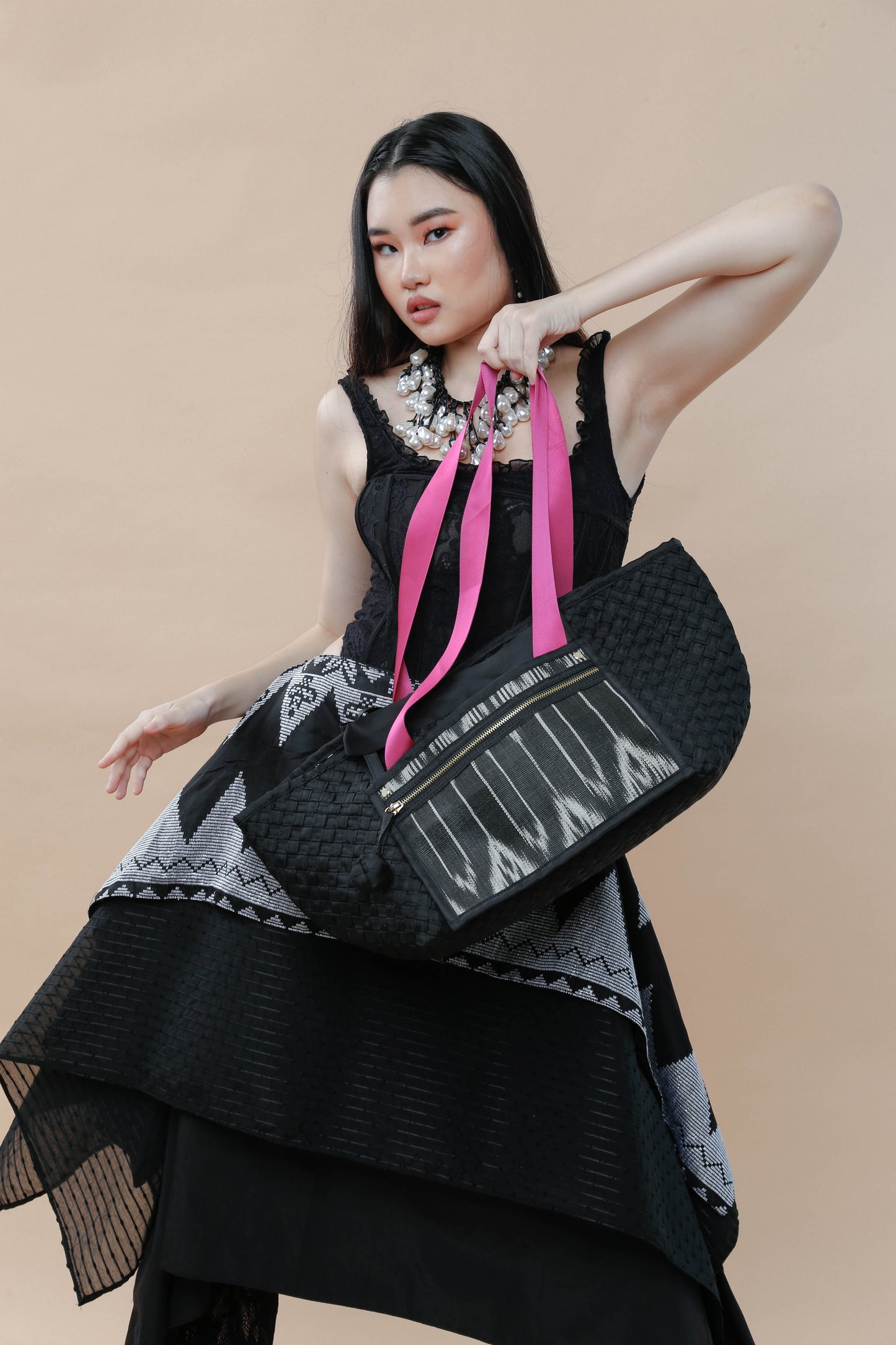 Manila Tote Bag with Black Tnalak of Cotabato