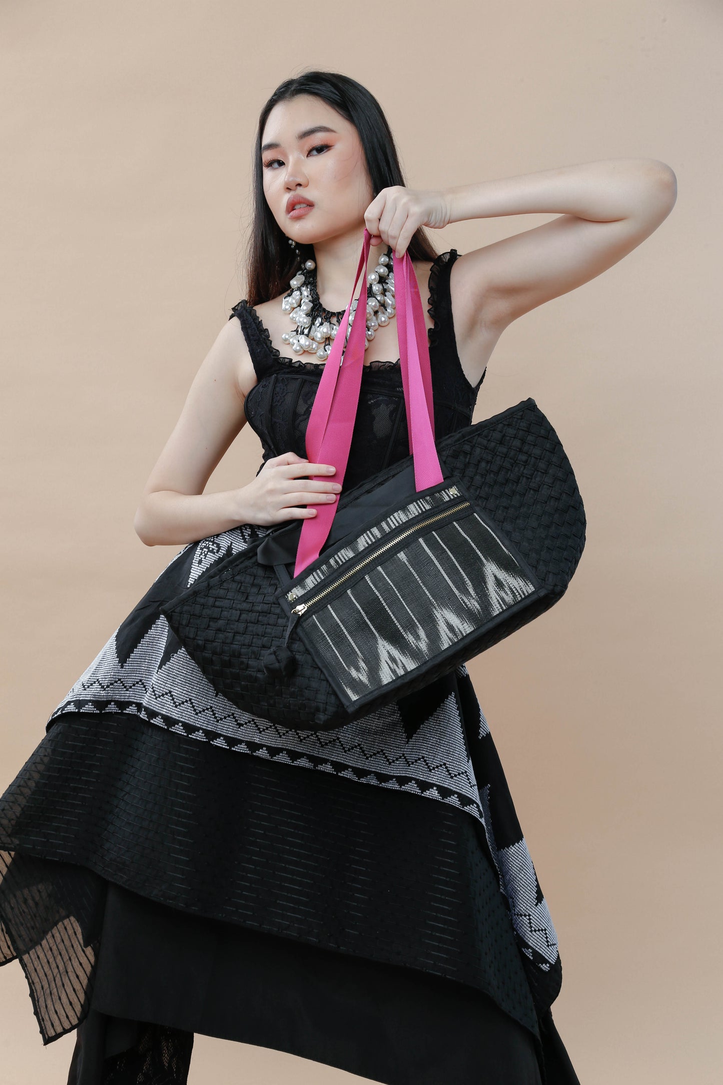 Manila Tote Bag with Black Tnalak of Cotabato