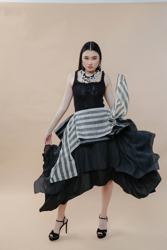 Black Sibagat Abaca Freestyle Skirt
