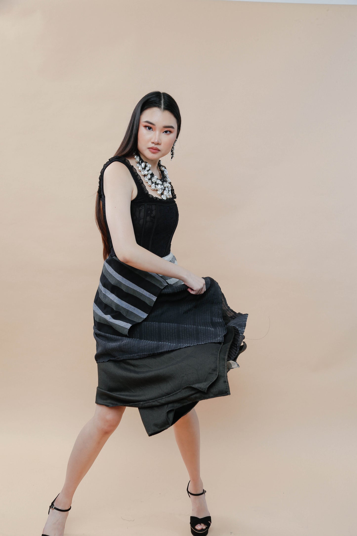 Black Sibagat Abaca Freestyle Skirt