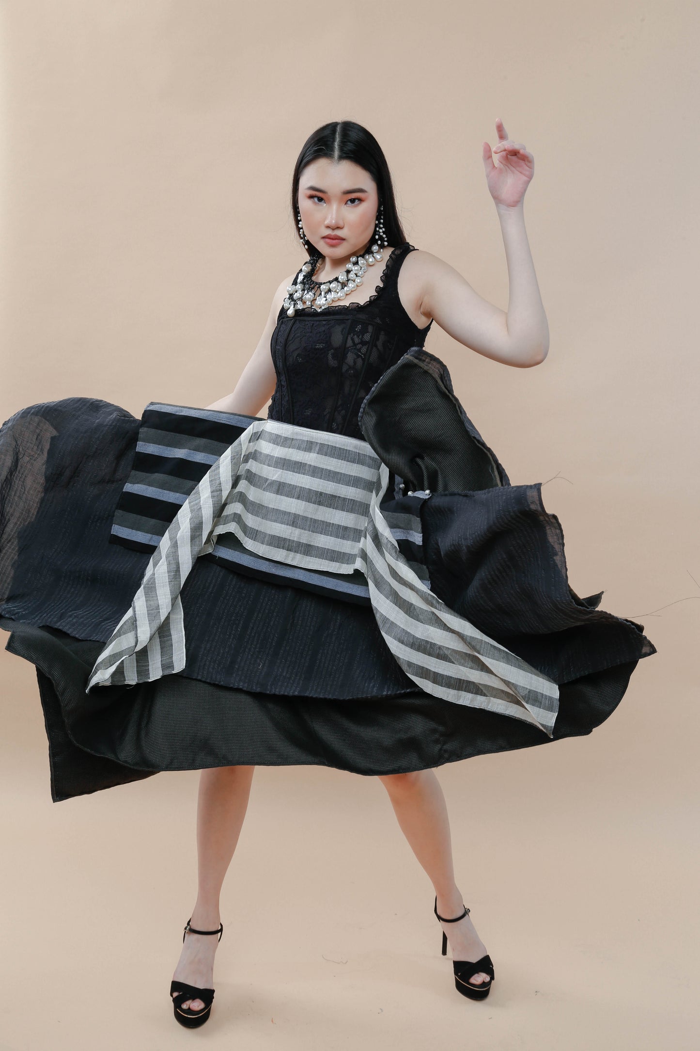 Black Sibagat Abaca Freestyle Skirt