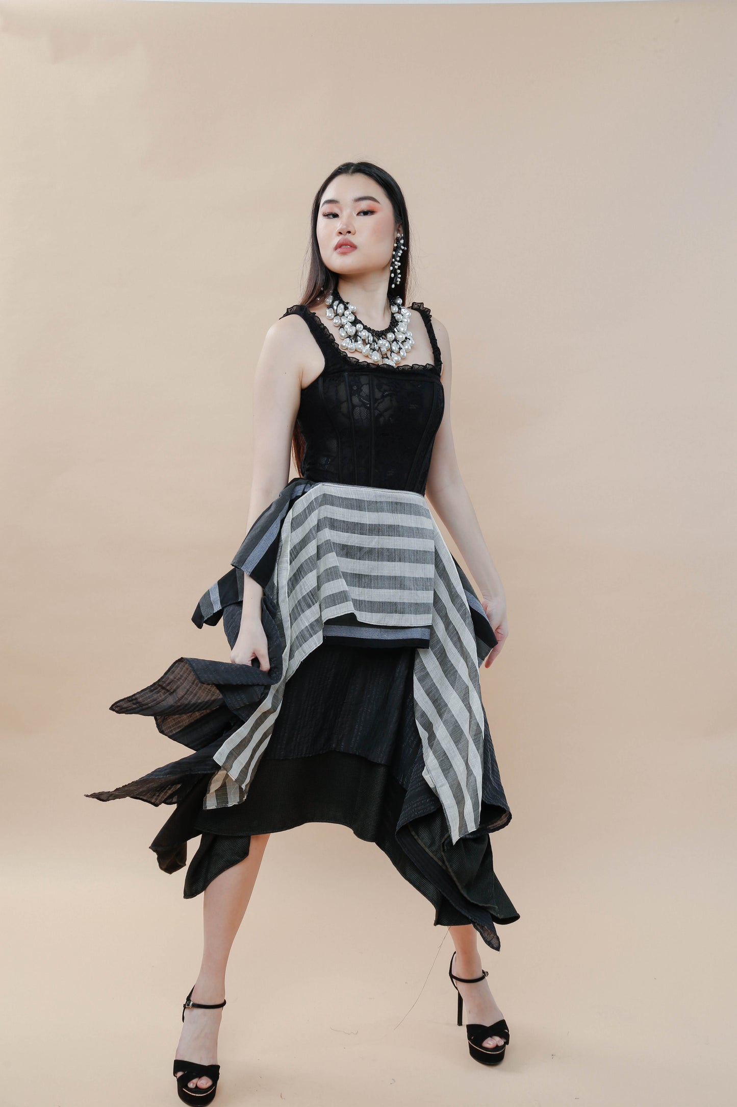 Black Sibagat Abaca Freestyle Skirt