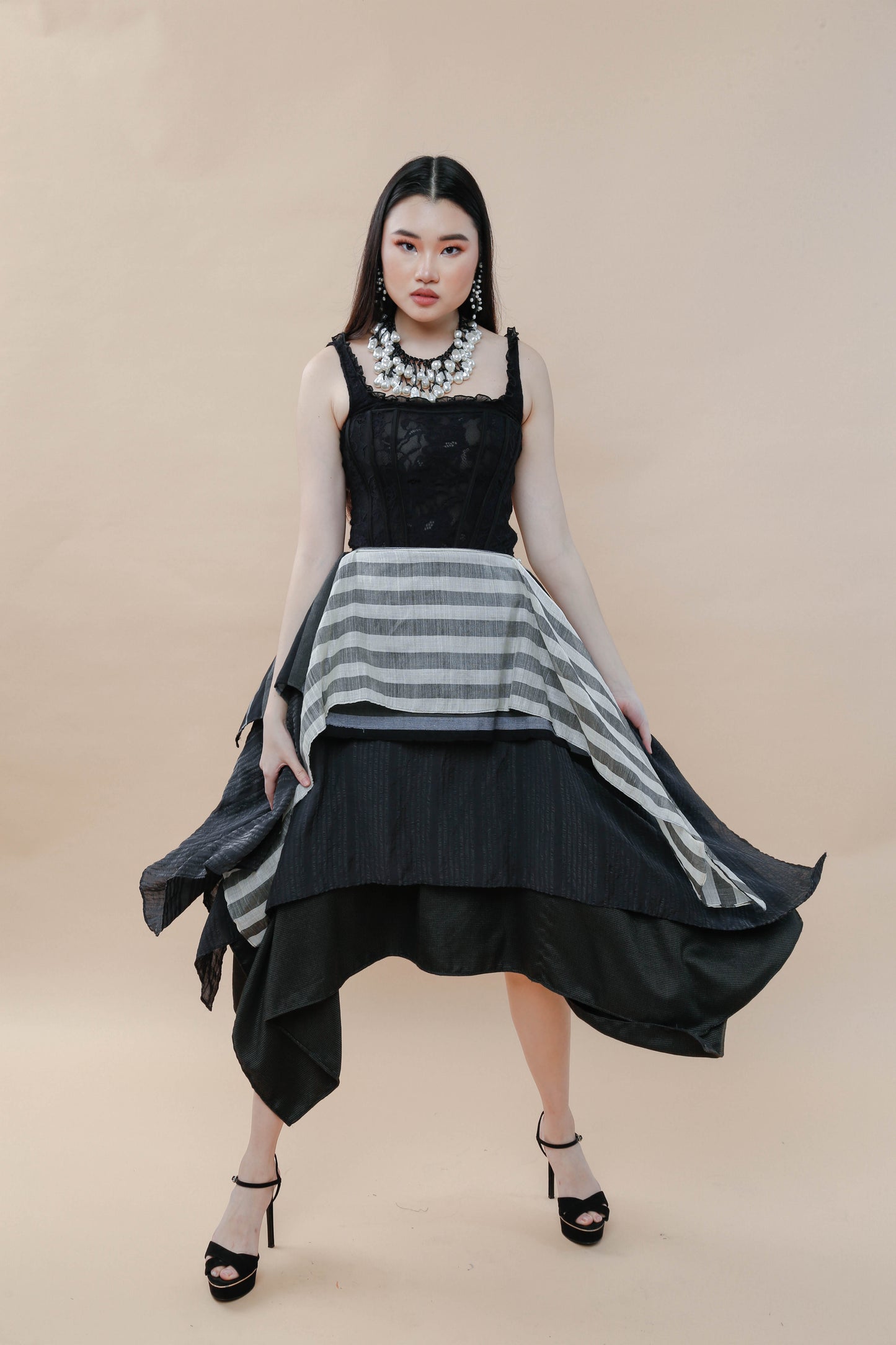 Black Sibagat Abaca Freestyle Skirt