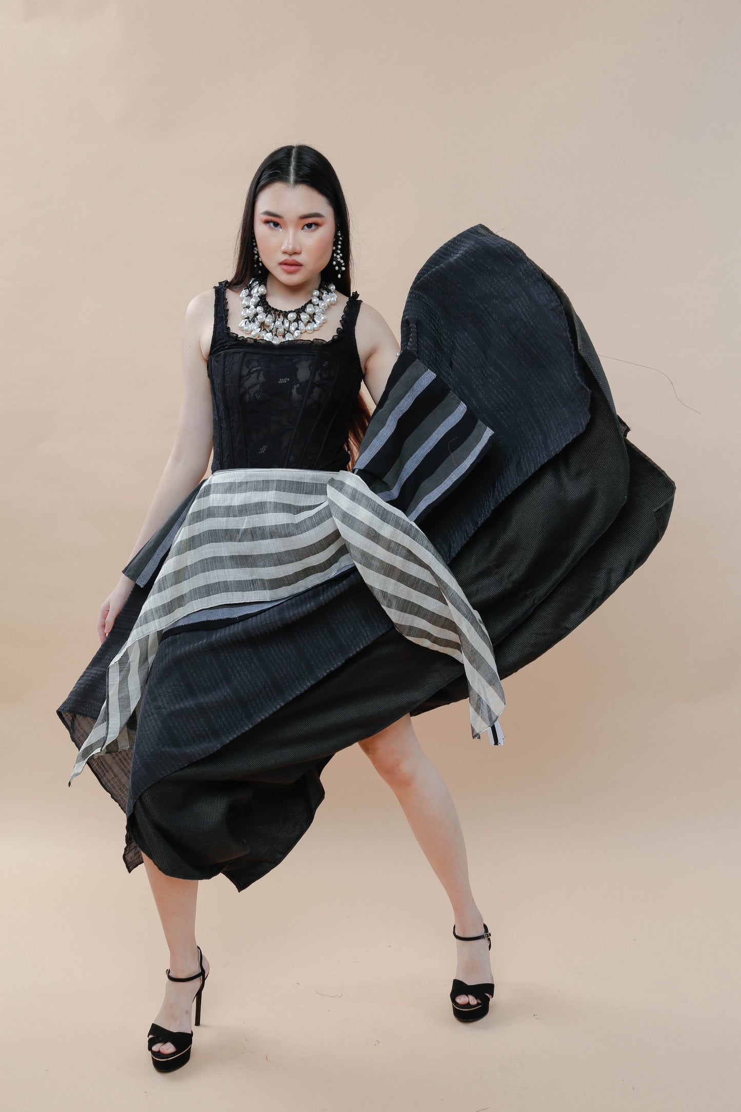 Black Sibagat Abaca Freestyle Skirt