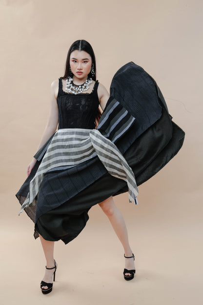 Black Sibagat Abaca Freestyle Skirt