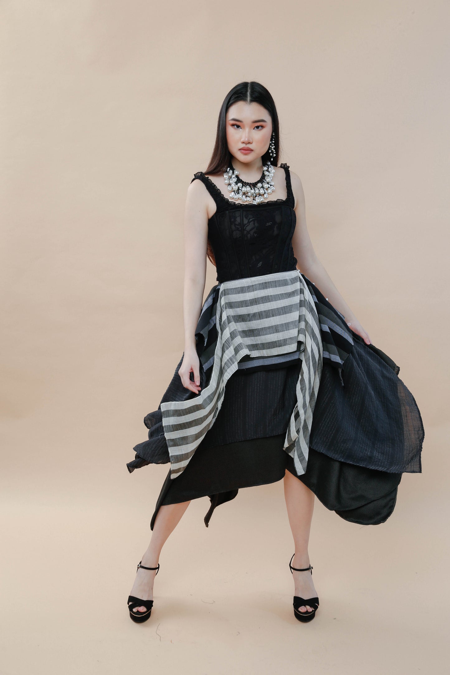 Black Sibagat Abaca Freestyle Skirt