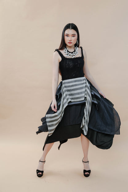 Black Sibagat Abaca Freestyle Skirt