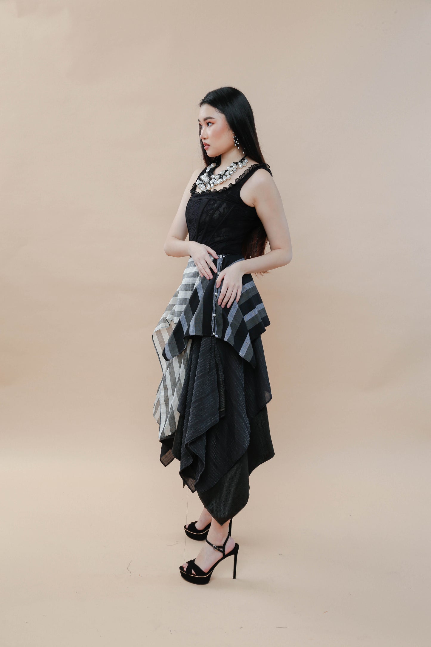 Black Sibagat Abaca Freestyle Skirt