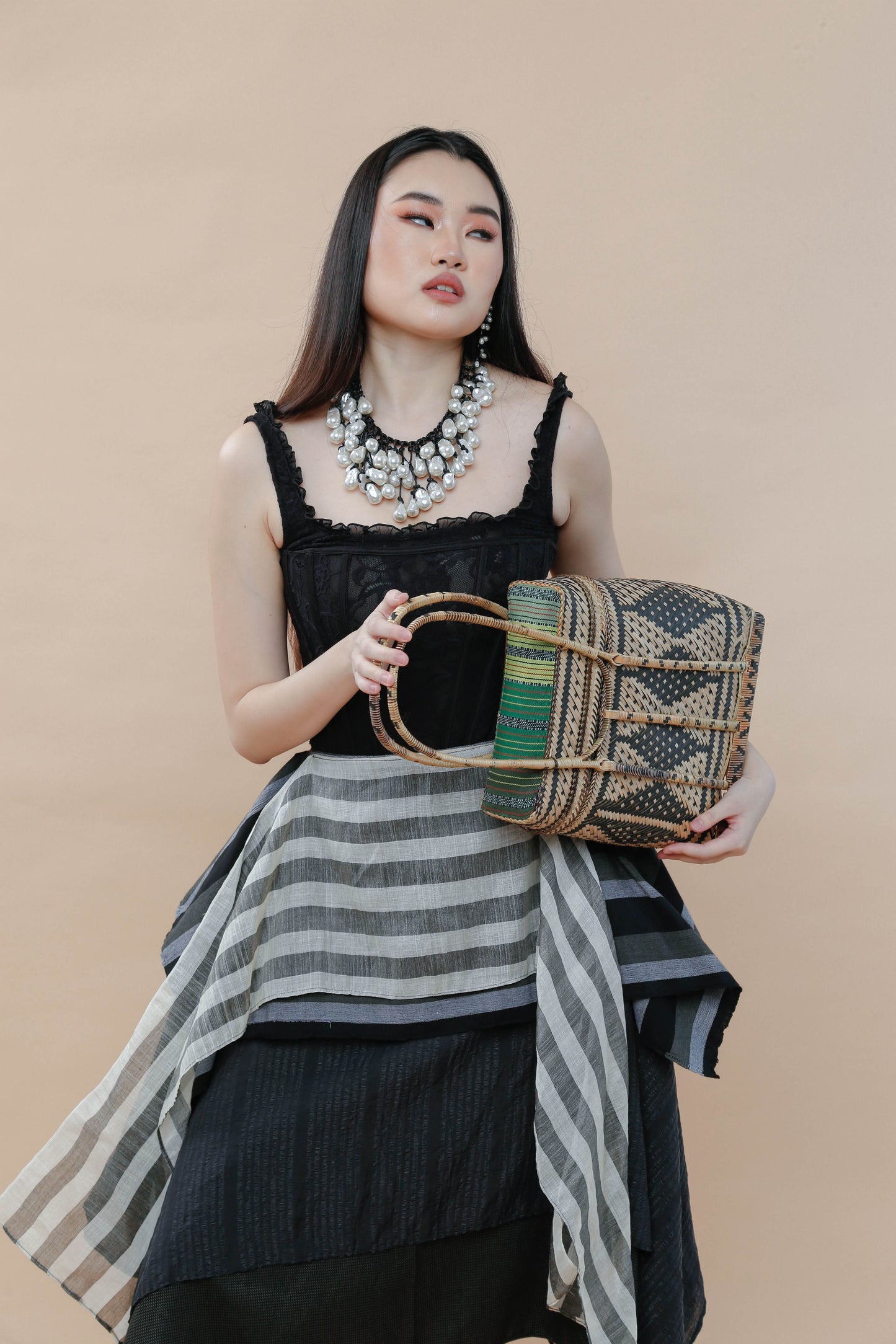 Detalya Bambo Bag by Teduray Tribe with  Green Ifugao Weave