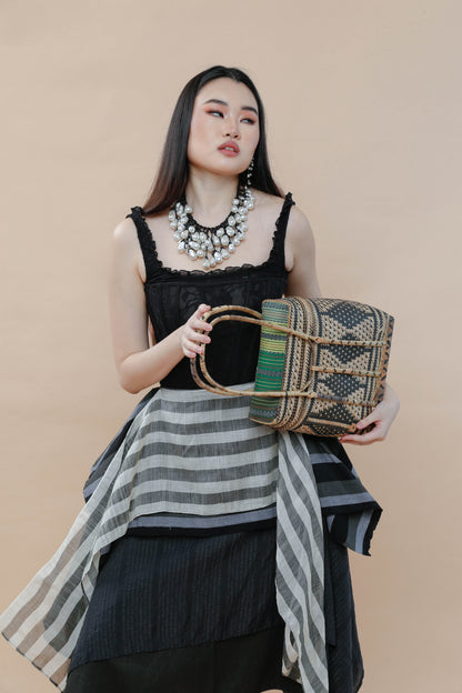 Detalya Bambo Bag by Teduray Tribe with  Green Ifugao Weave