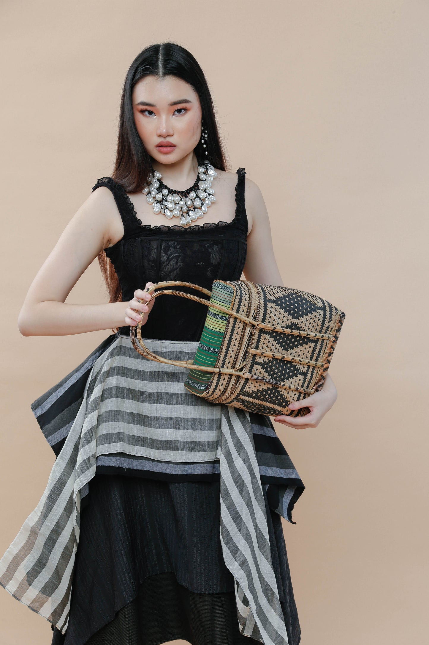 Detalya Bambo Bag by Teduray Tribe with  Green Ifugao Weave