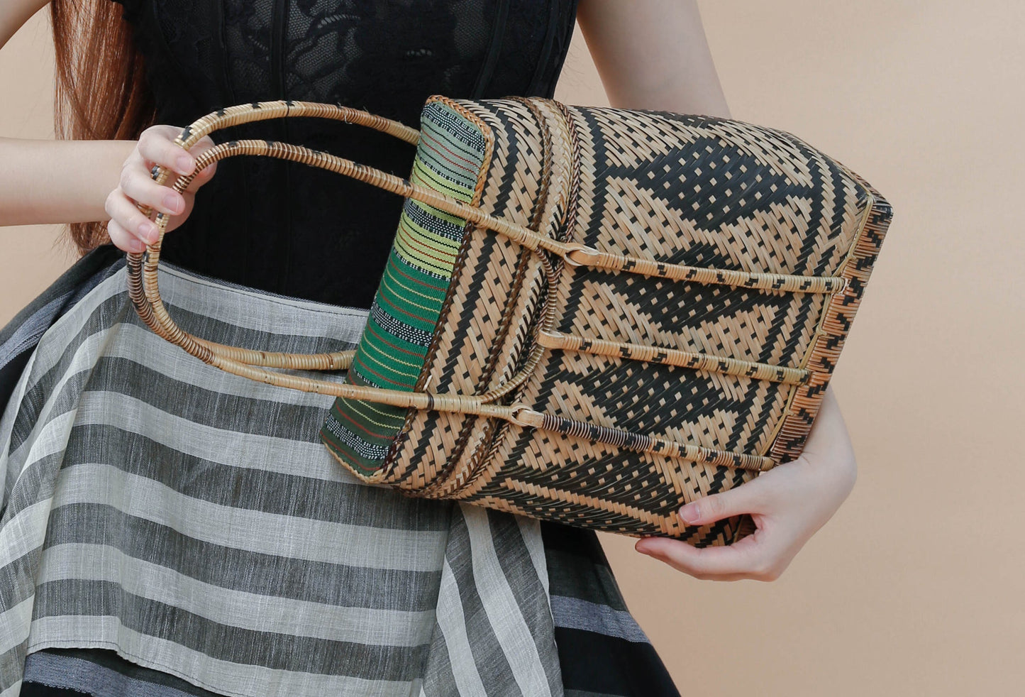 Detalya Bambo Bag by Teduray Tribe with  Green Ifugao Weave