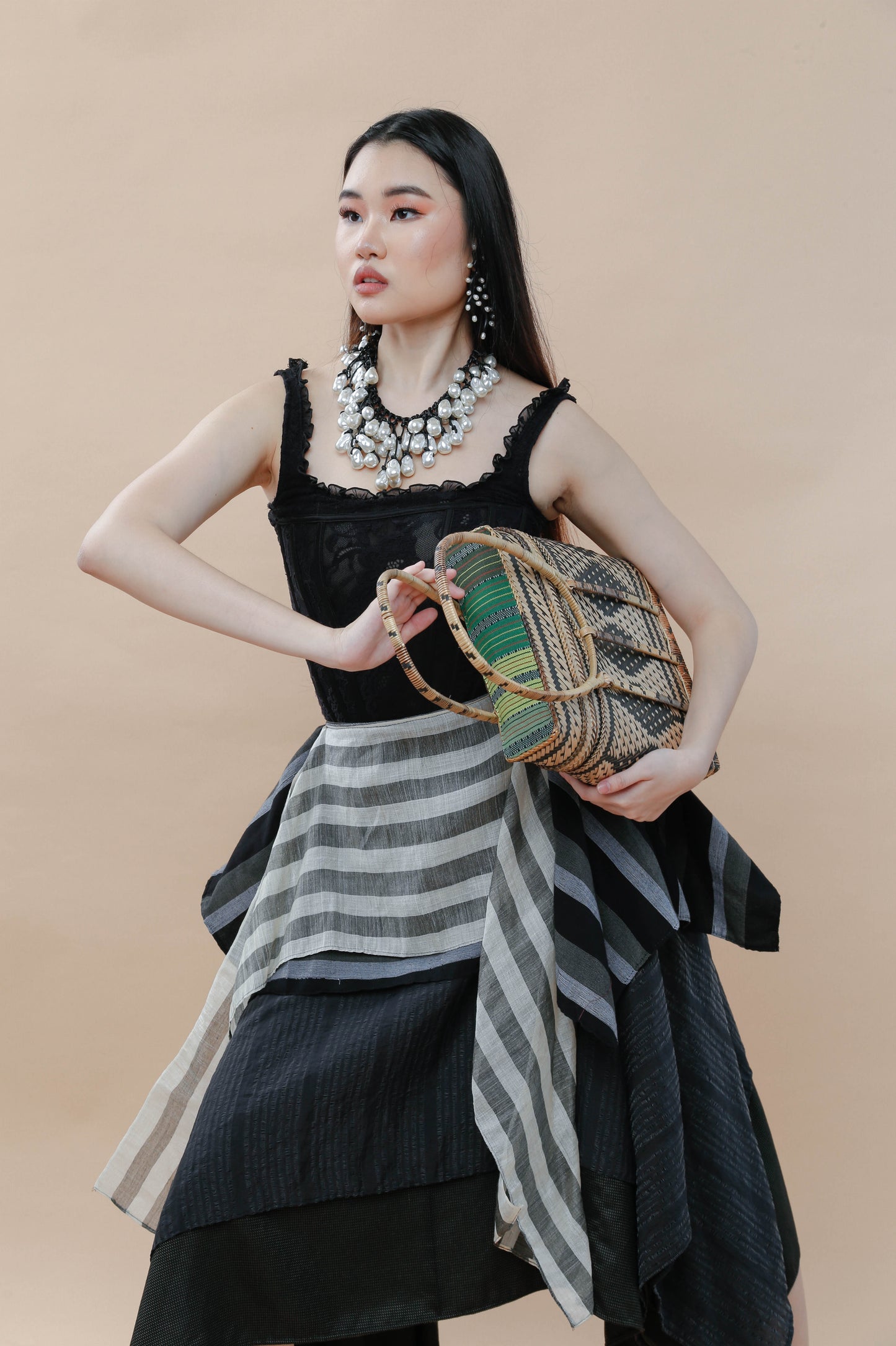 Detalya Bambo Bag by Teduray Tribe with  Green Ifugao Weave