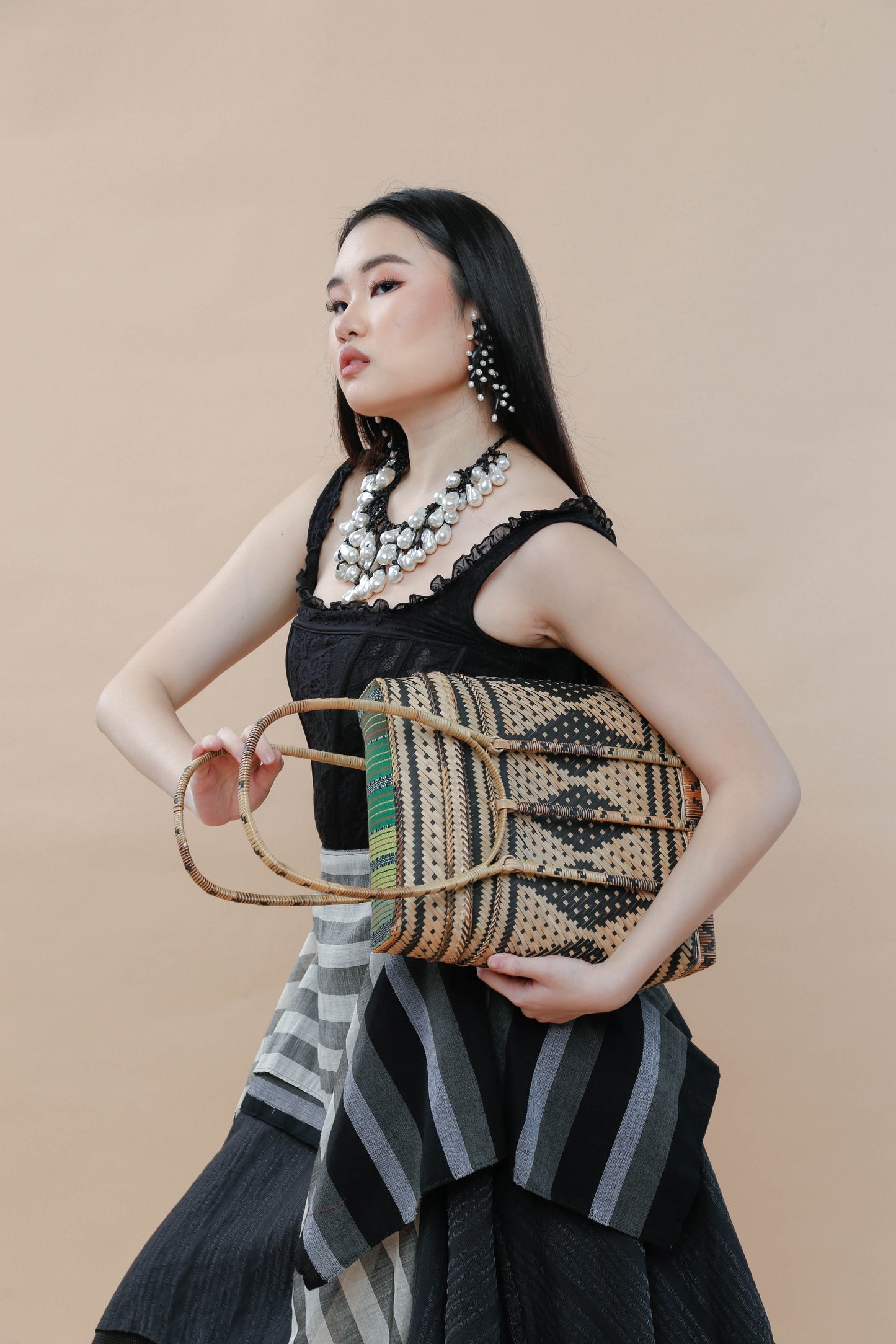 Detalya Bambo Bag by Teduray Tribe with  Green Ifugao Weave