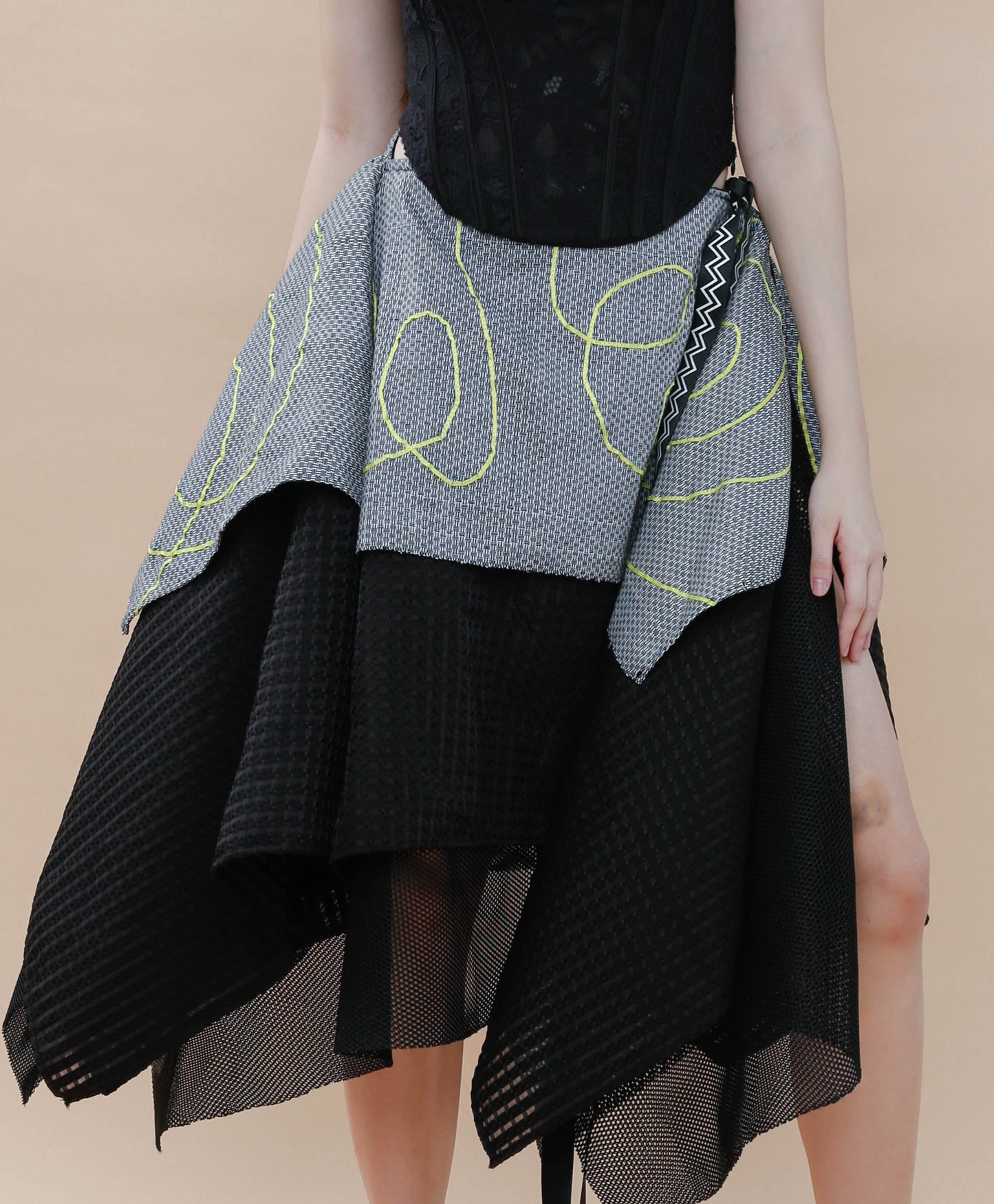 Essay Writing Skirt in Neon Green Ribbon