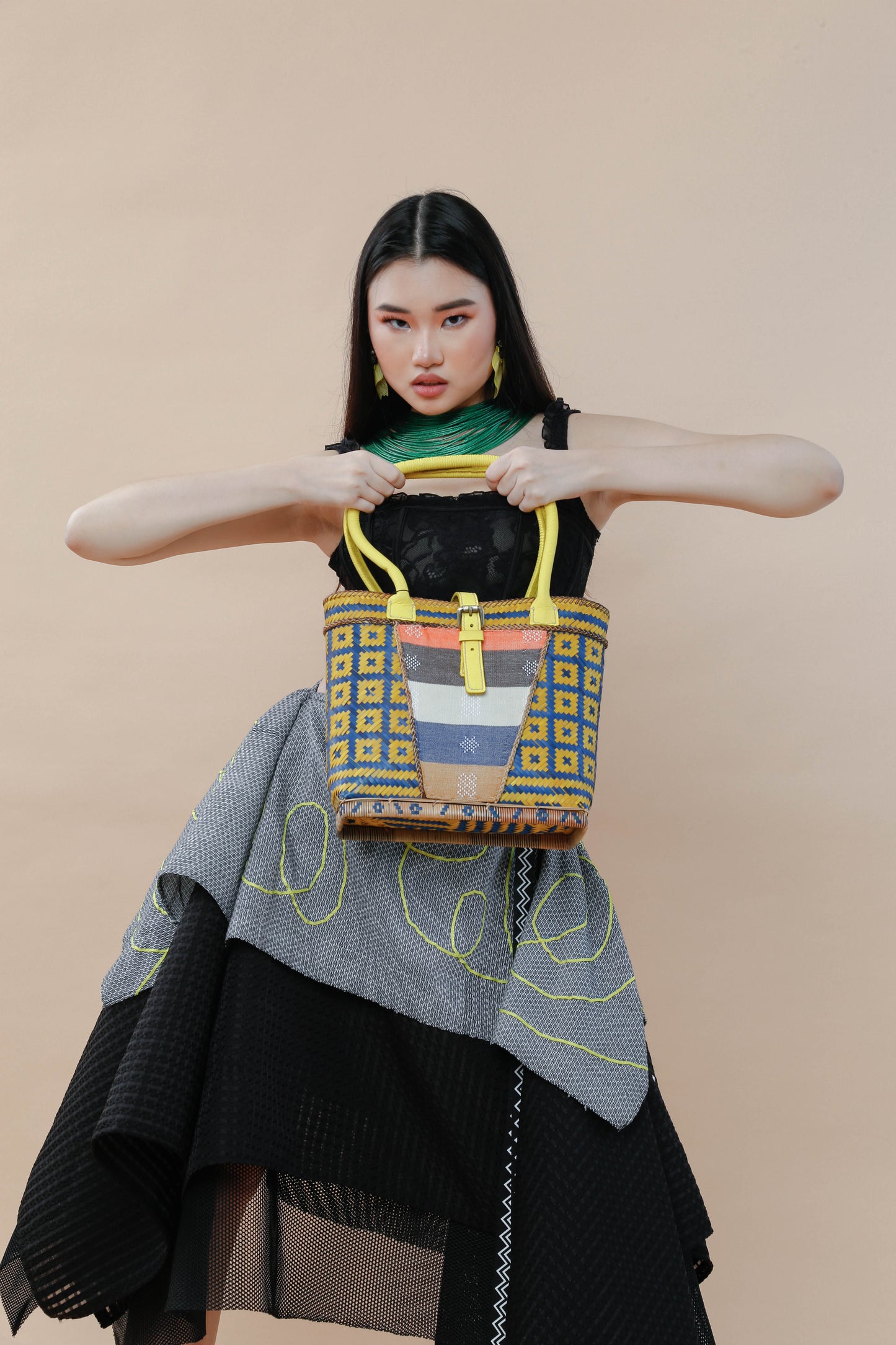 Detalye Bamboo Bag by the Teduray Tribe with Yellow Cow Skin