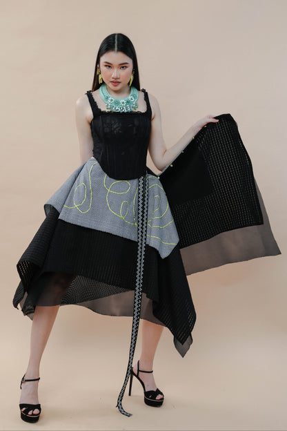 Essay Writing Skirt in Neon Green Ribbon