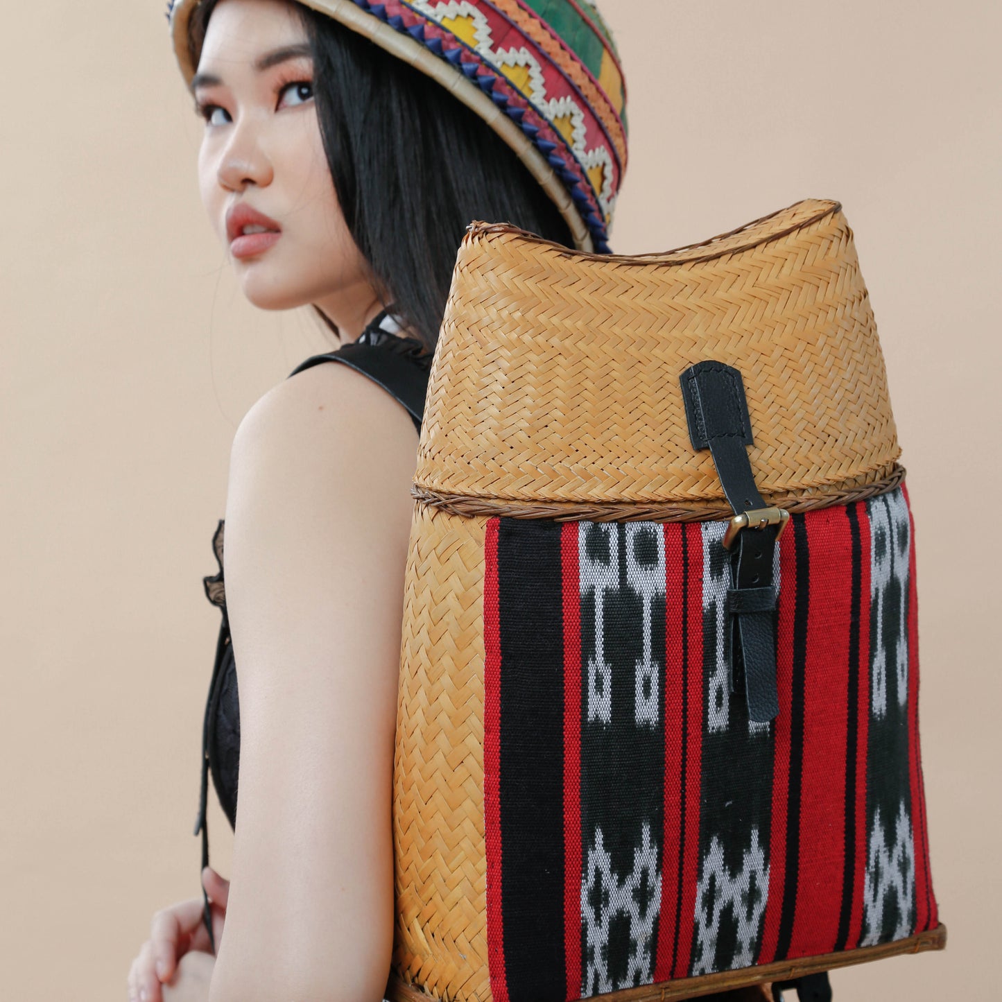 Detalye Bambook Backpack by the Teduray Tribe with Ikat Weave of Cordillera
