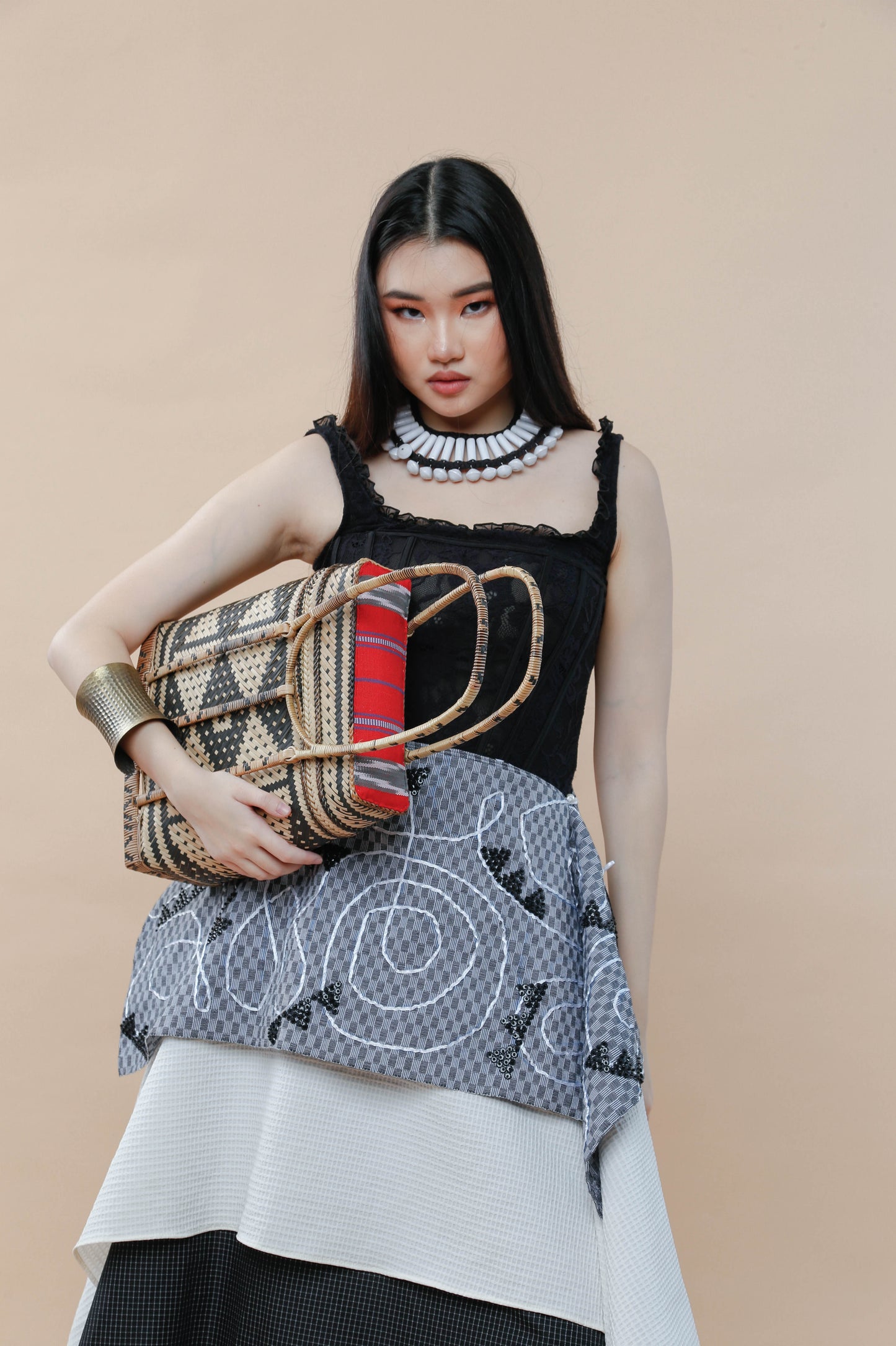 Detalye Bamboo Bag by the Teduray Tribe with Red Ifugao Weave