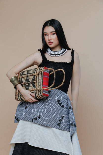 Detalye Bamboo Bag by the Teduray Tribe with Red Ifugao Weave