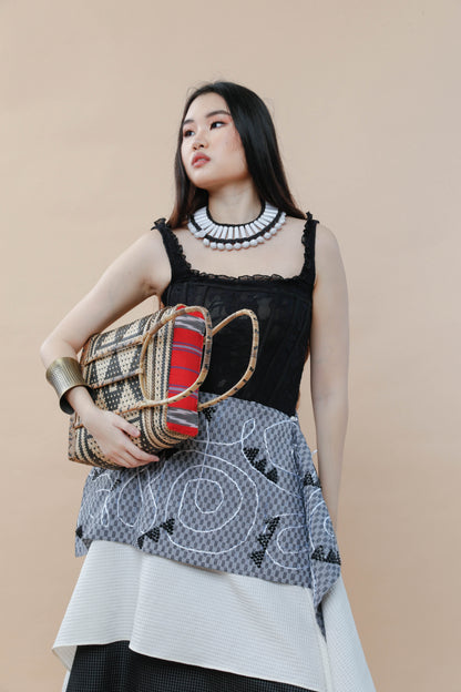 Detalye Bamboo Bag by the Teduray Tribe with Red Ifugao Weave