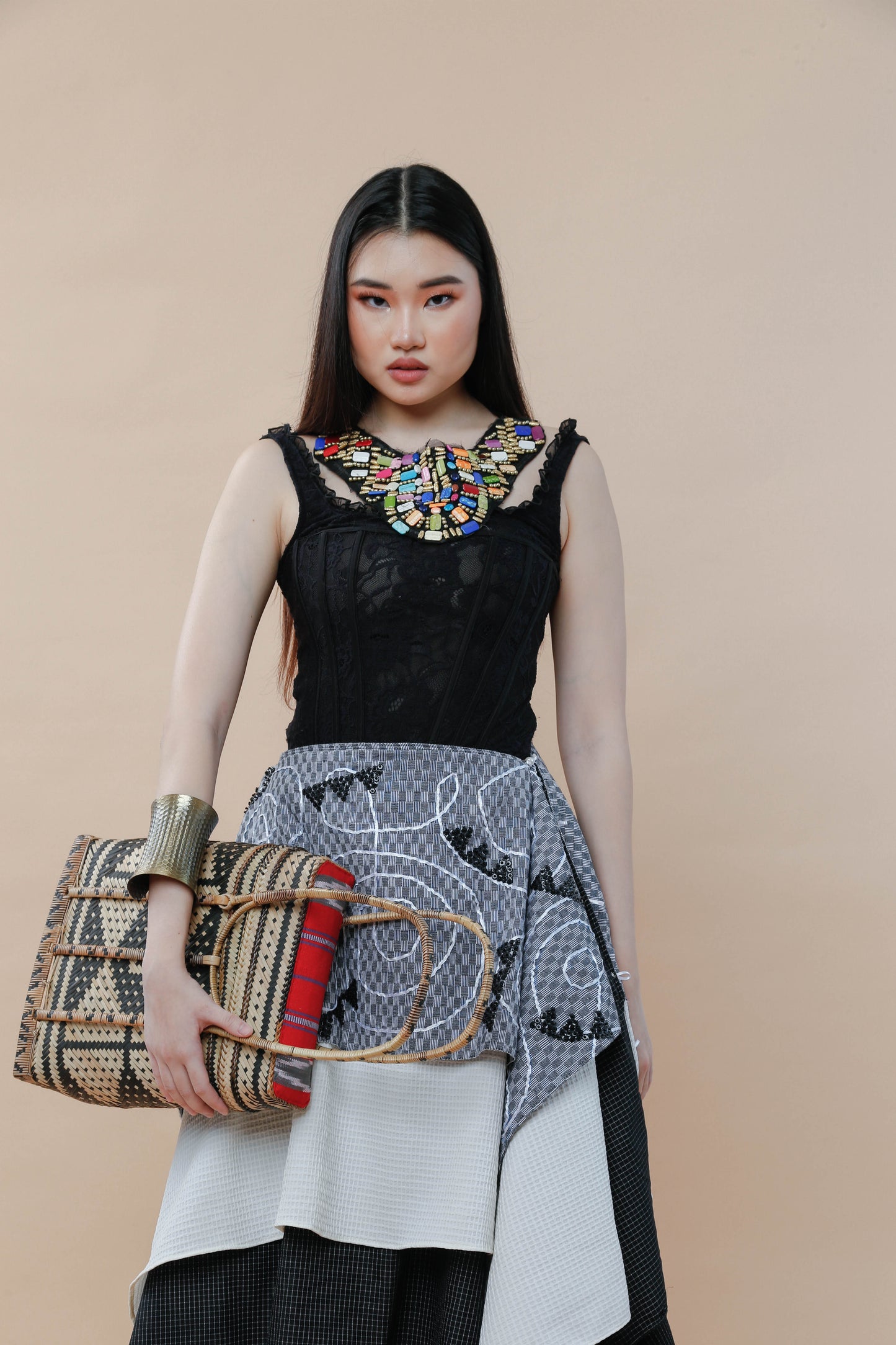 Detalye Bamboo Bag by the Teduray Tribe with Red Ifugao Weave