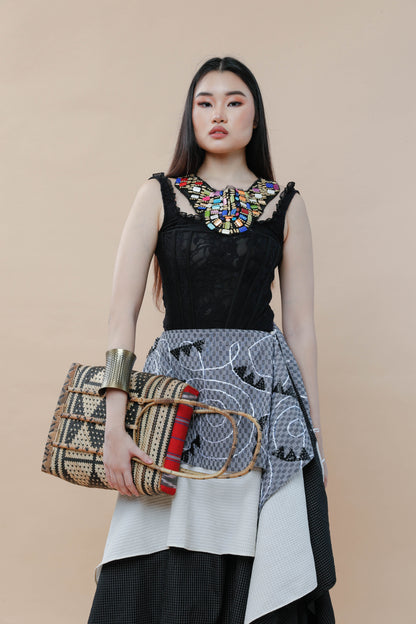 Detalye Bamboo Bag by the Teduray Tribe with Red Ifugao Weave