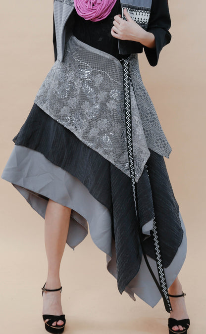 Freestyle Skirt in Black Grey Lace with Binakol Weave Ny
