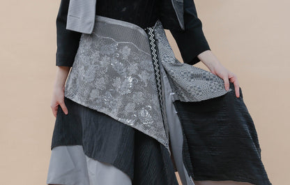Freestyle Skirt in Black Grey Lace with Binakol Weave Ny
