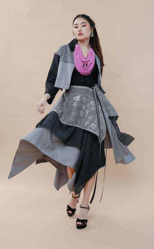 Freestyle Skirt in Black Grey Lace with Binakol Weave Ny