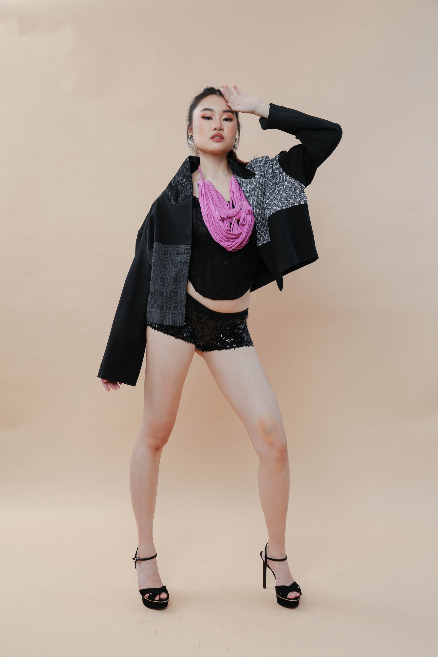 Rokstar Jacket in Black Kundiman and Metallic Hablon Weaves