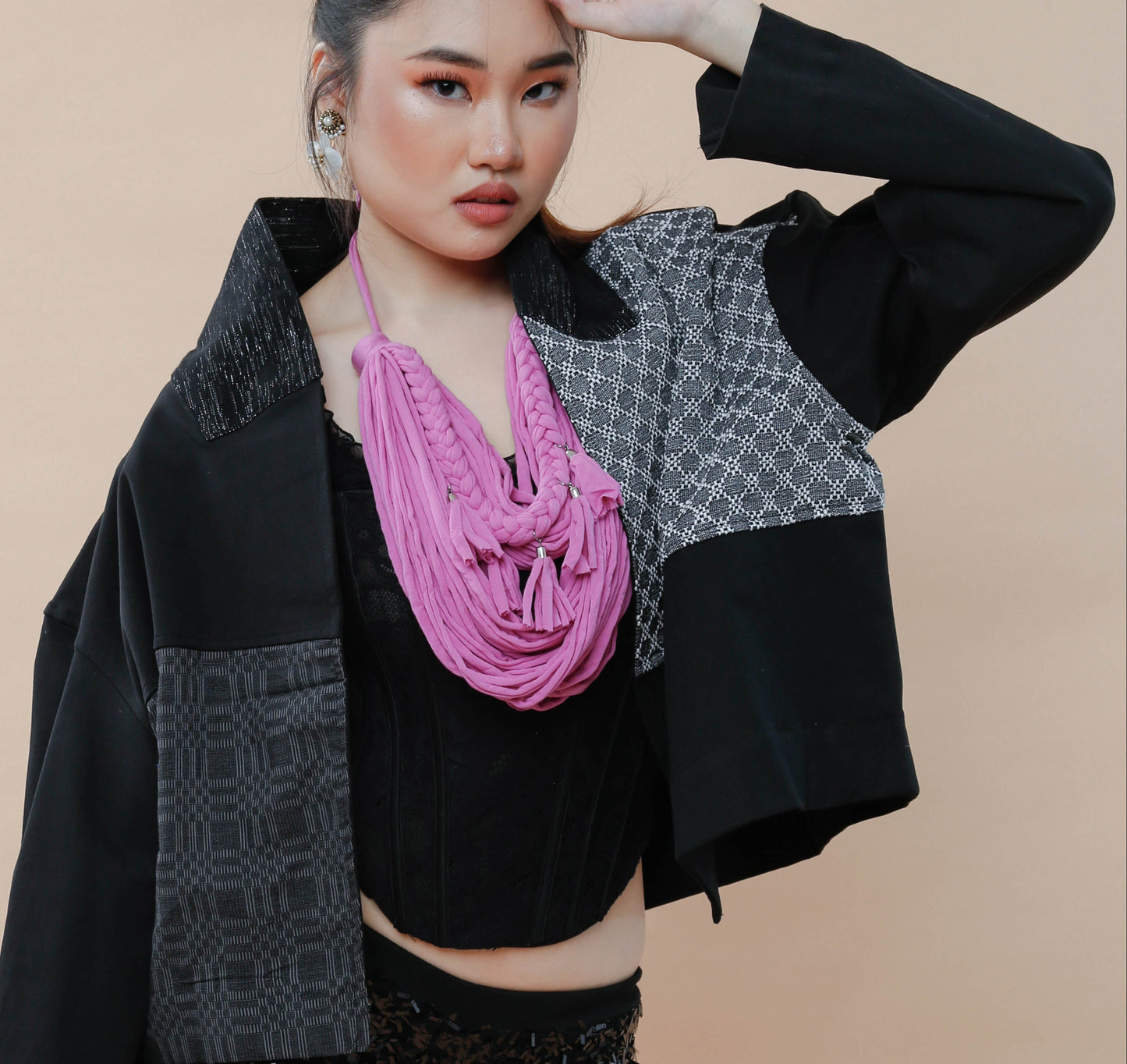 Rokstar Jacket in Black Kundiman and Metallic Hablon Weaves