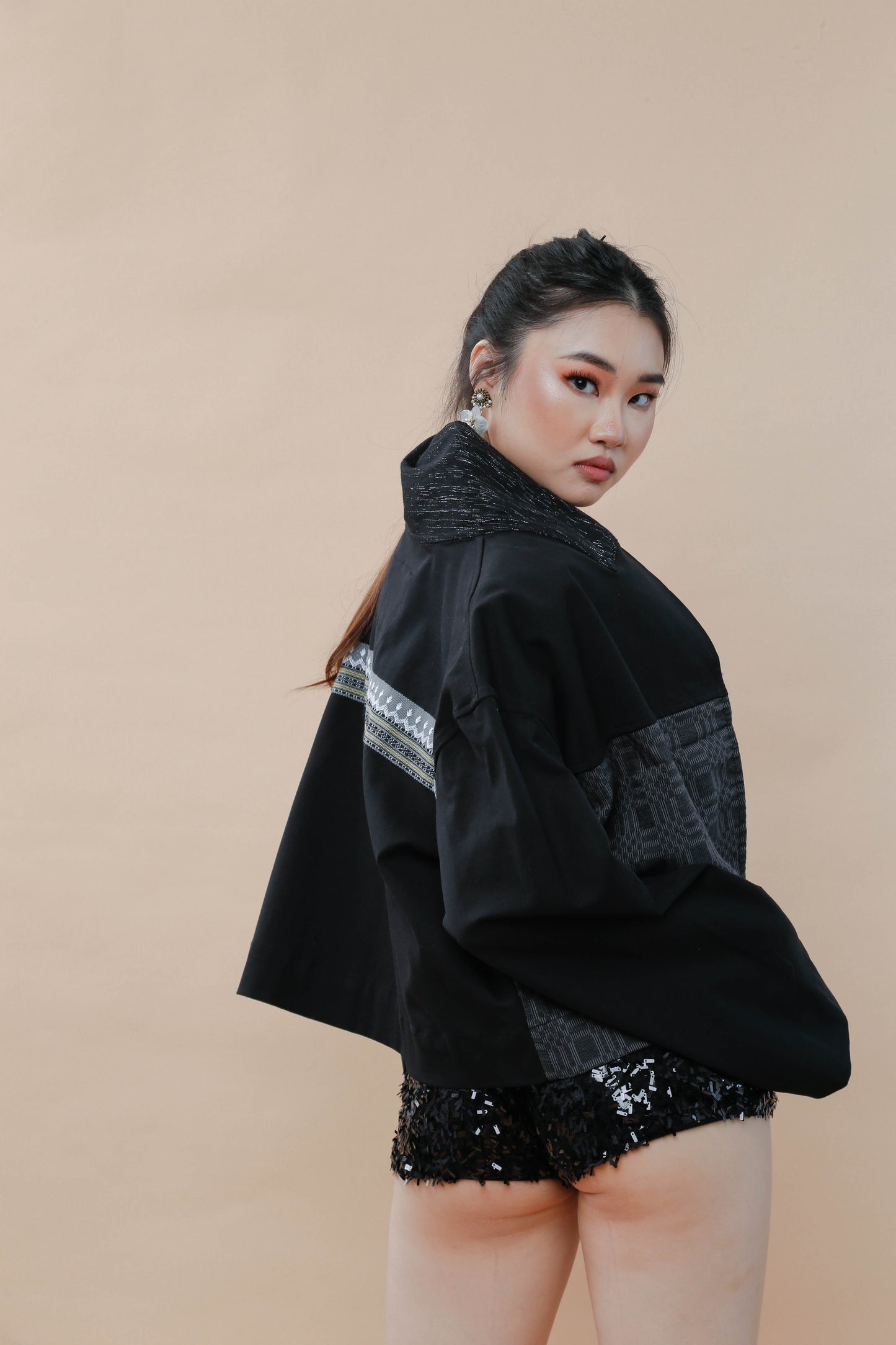 Rokstar Jacket in Black Kundiman and Metallic Hablon Weaves