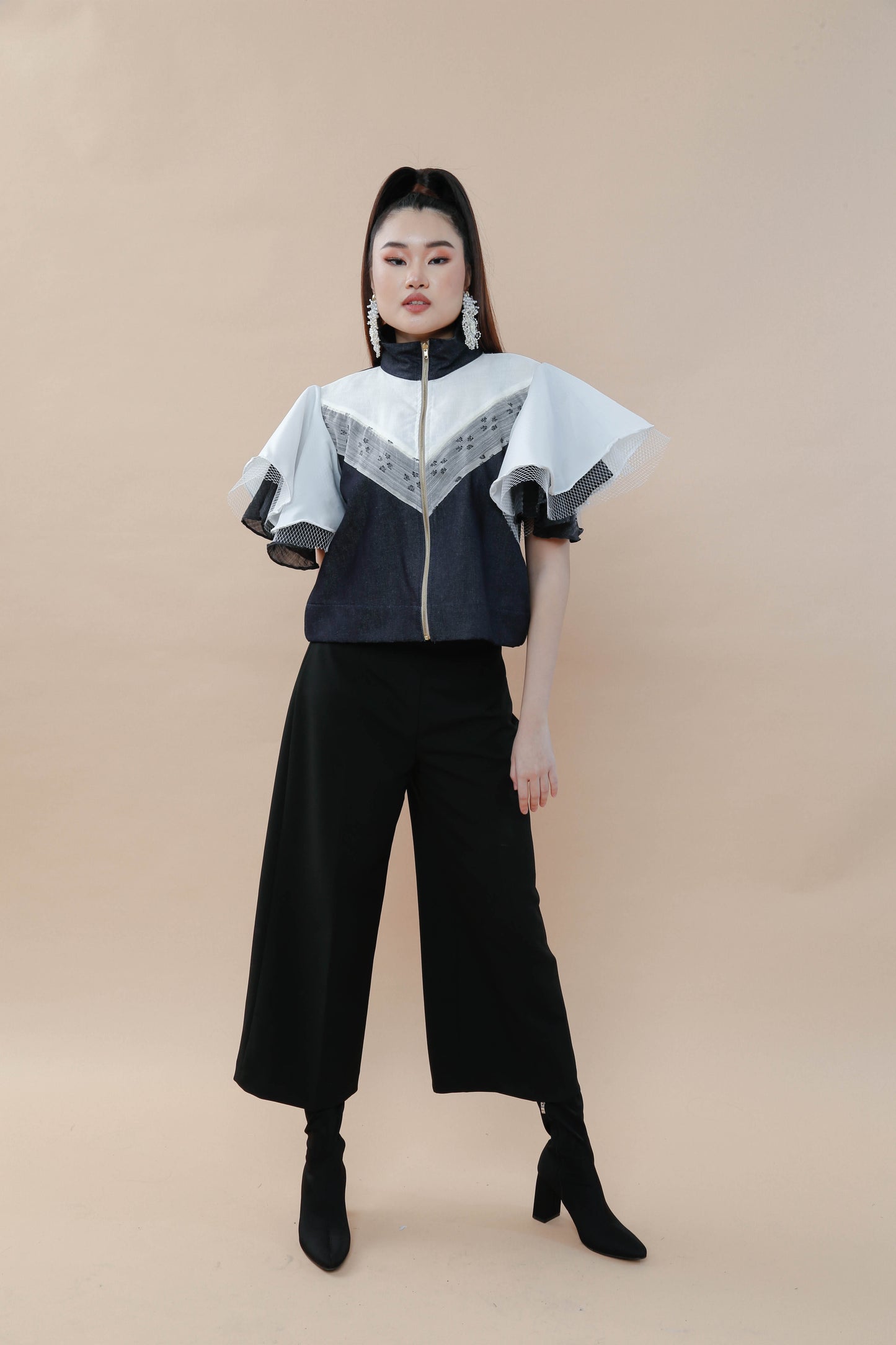 Lipad Denim Jacket with Suksuk Piña of Aklan