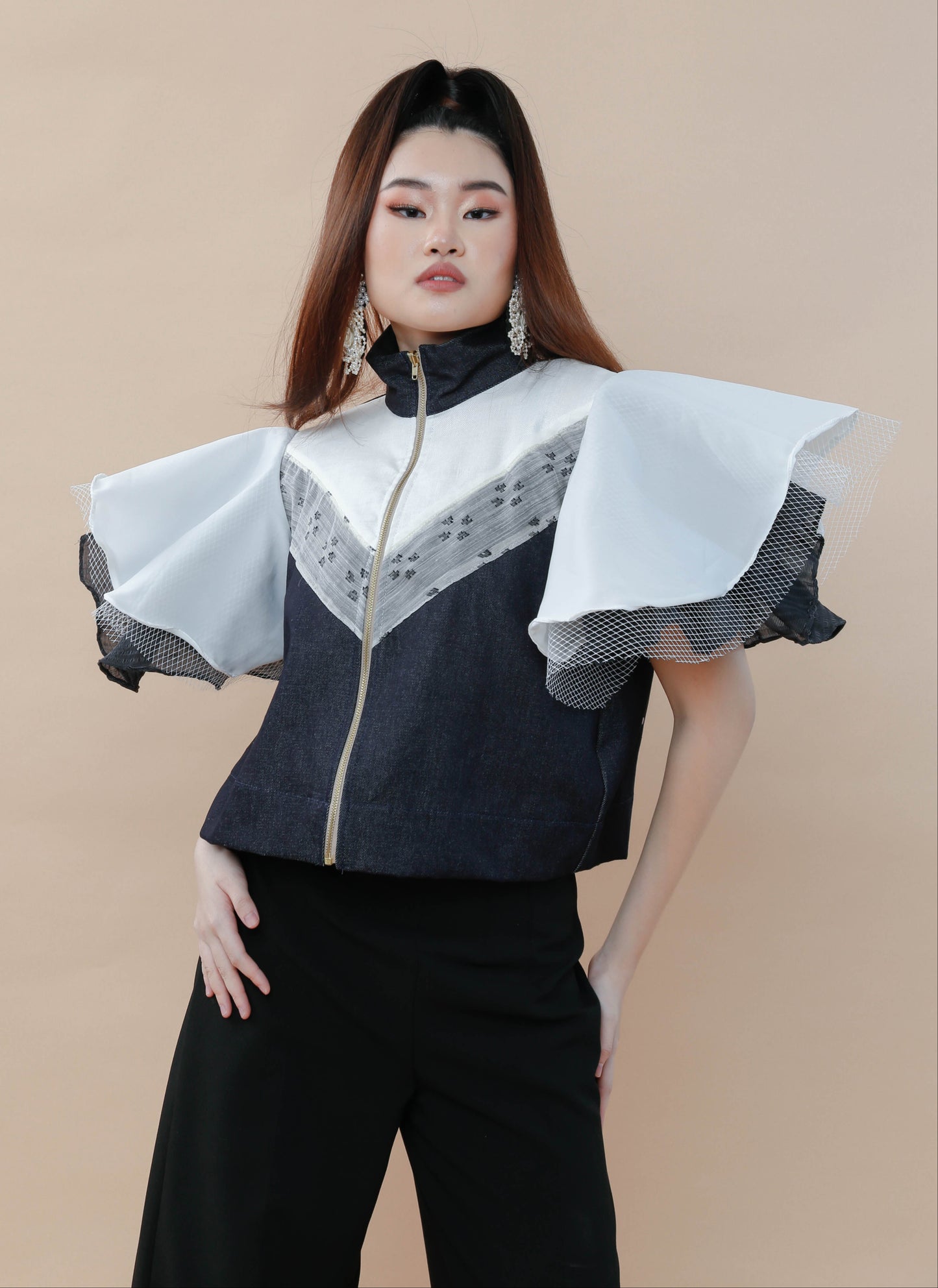 Lipad Denim Jacket with Suksuk Piña of Aklan