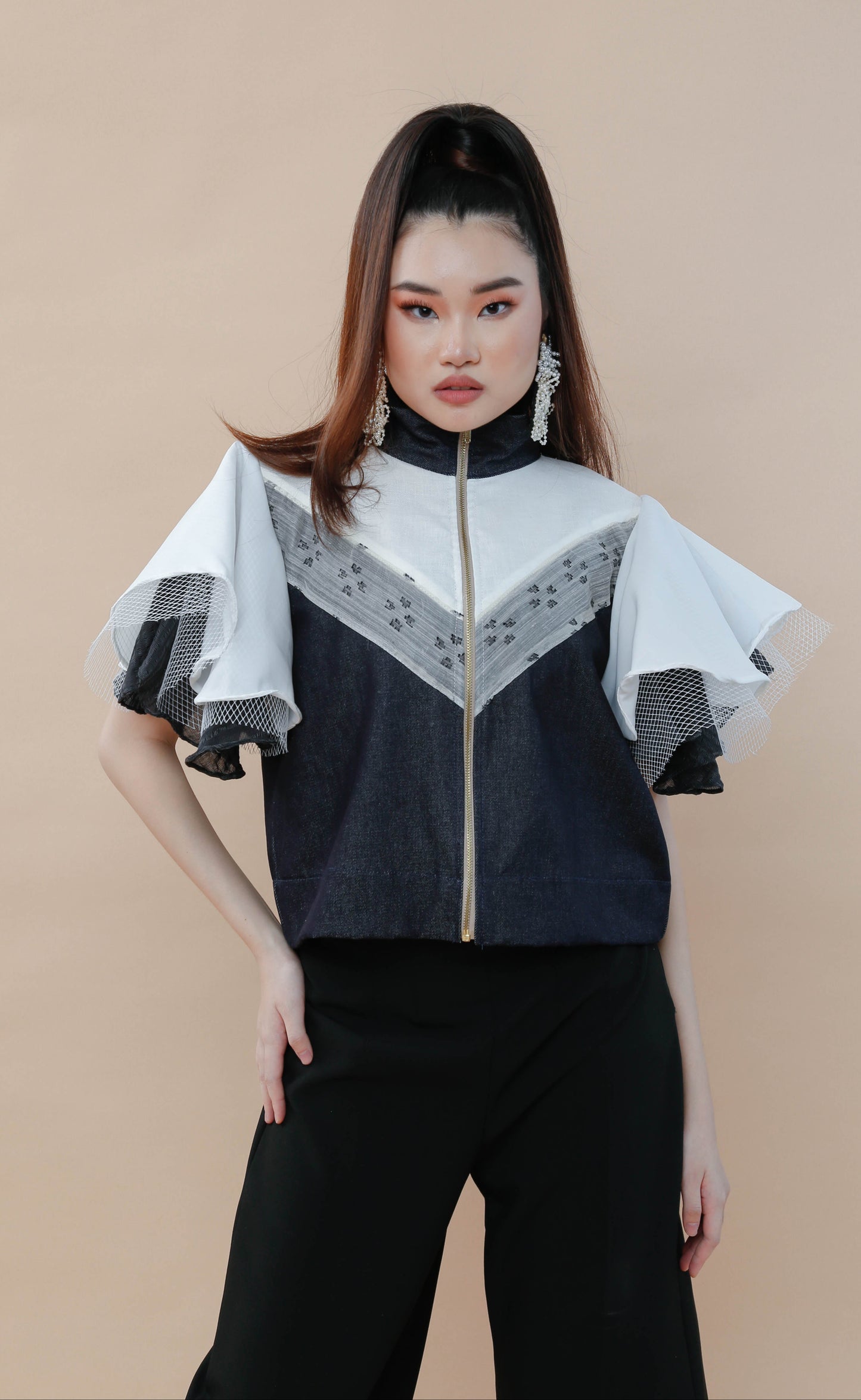 Lipad Denim Jacket with Suksuk Piña of Aklan