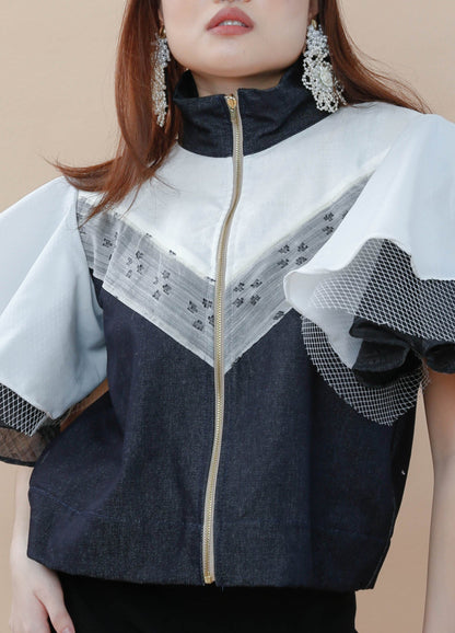 Lipad Denim Jacket with Suksuk Piña of Aklan