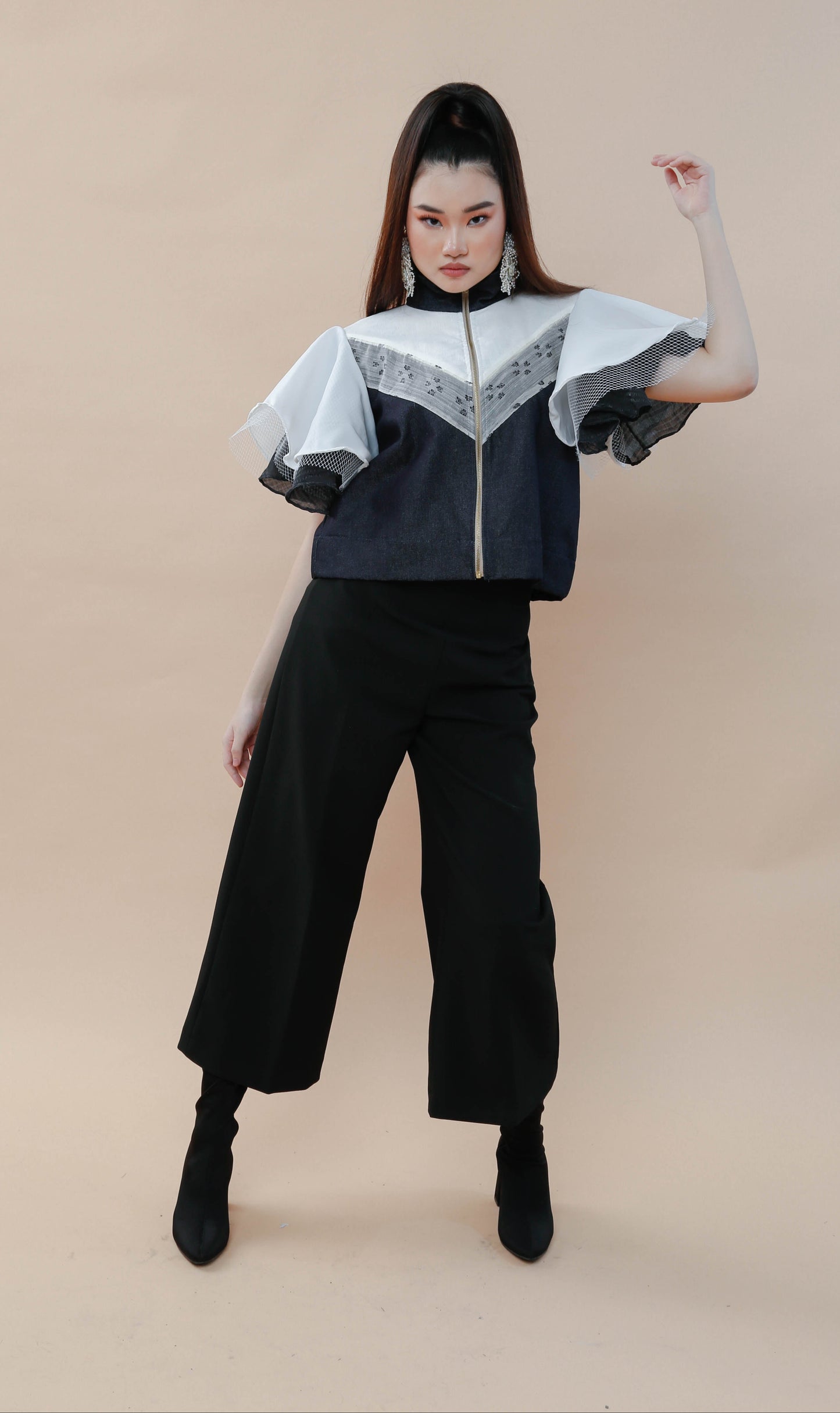 Lipad Denim Jacket with Suksuk Piña of Aklan