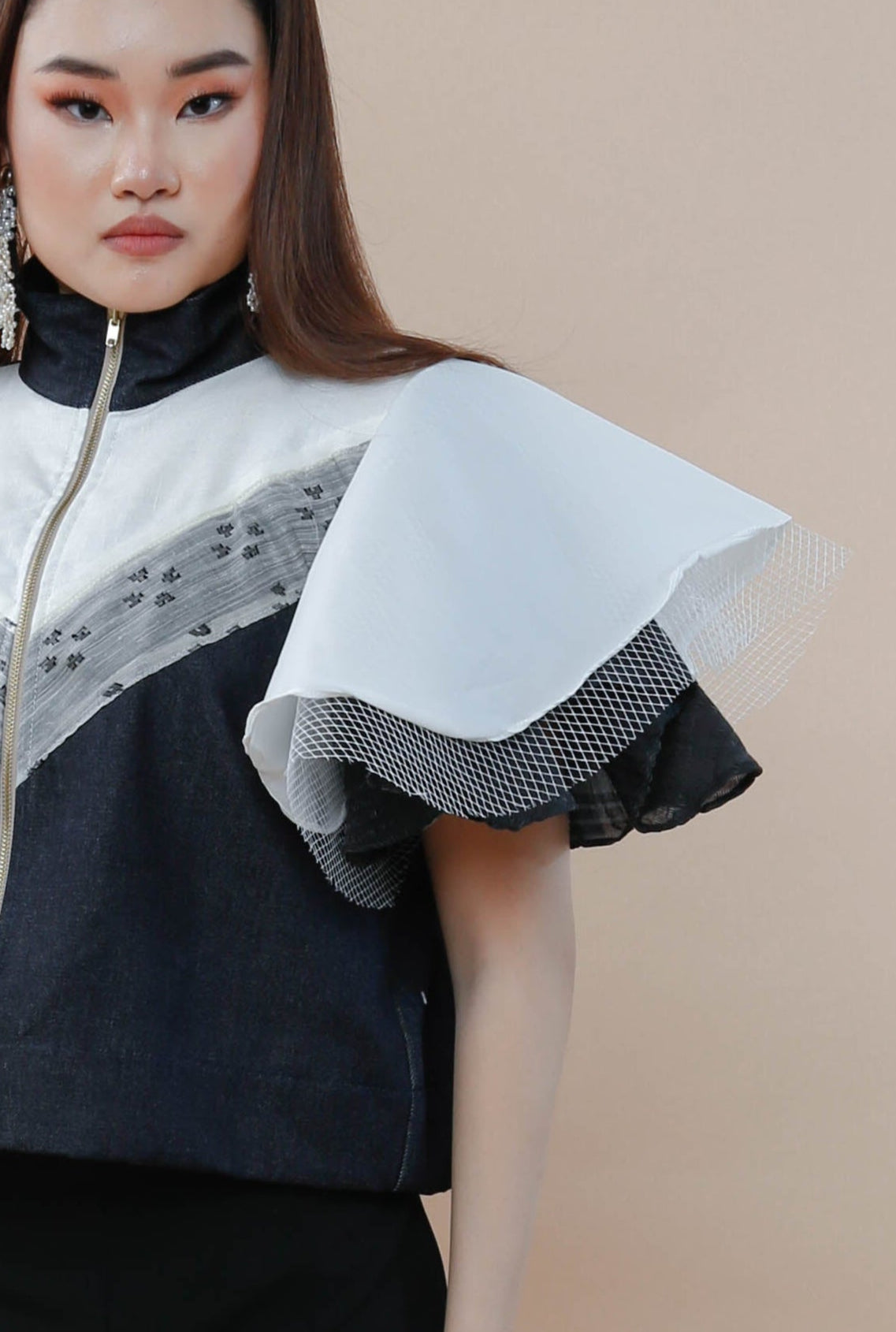 Lipad Denim Jacket with Suksuk Piña of Aklan