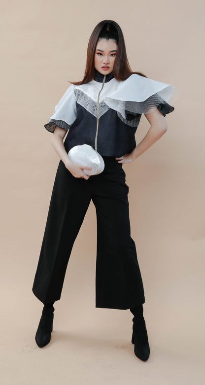 Lipad Denim Jacket with Suksuk Piña of Aklan